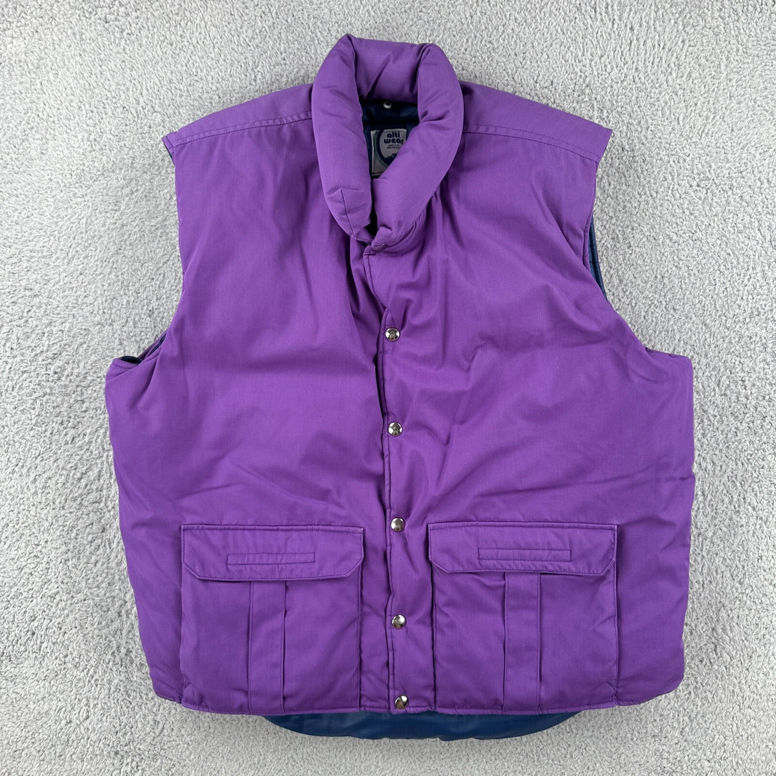 Vintage Alti Wear Santa Fe New Mexico XL Purple Puffer Vest Made In USA By Cyndi