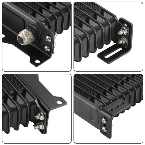 10 Row AN10 Oil cooler Trust w/Bracket+Filter Relocation Adapter Hose Kit Black - Picture 10 of 11