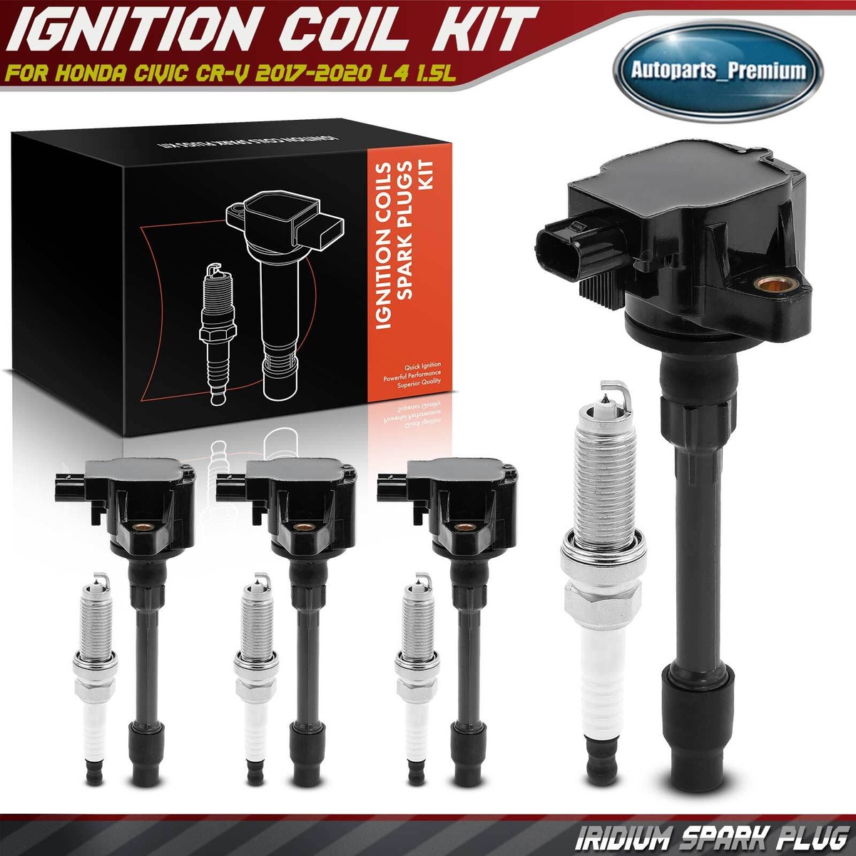 UF781 4X Ignition Coil+Spark Plug Pack For Honda Civic Accord CR-V 1.5L 2.0L L4