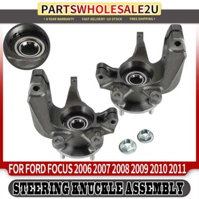 2pcs Front LH & RH Wheel Bearing Hub Knuckle Assembly for Ford Focus 2006-2011