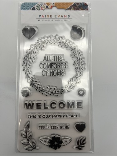 WELCOME HOME Stamp Set - Hearts Flowers Sweet Happy Place 13PC Stamps Bungalow
