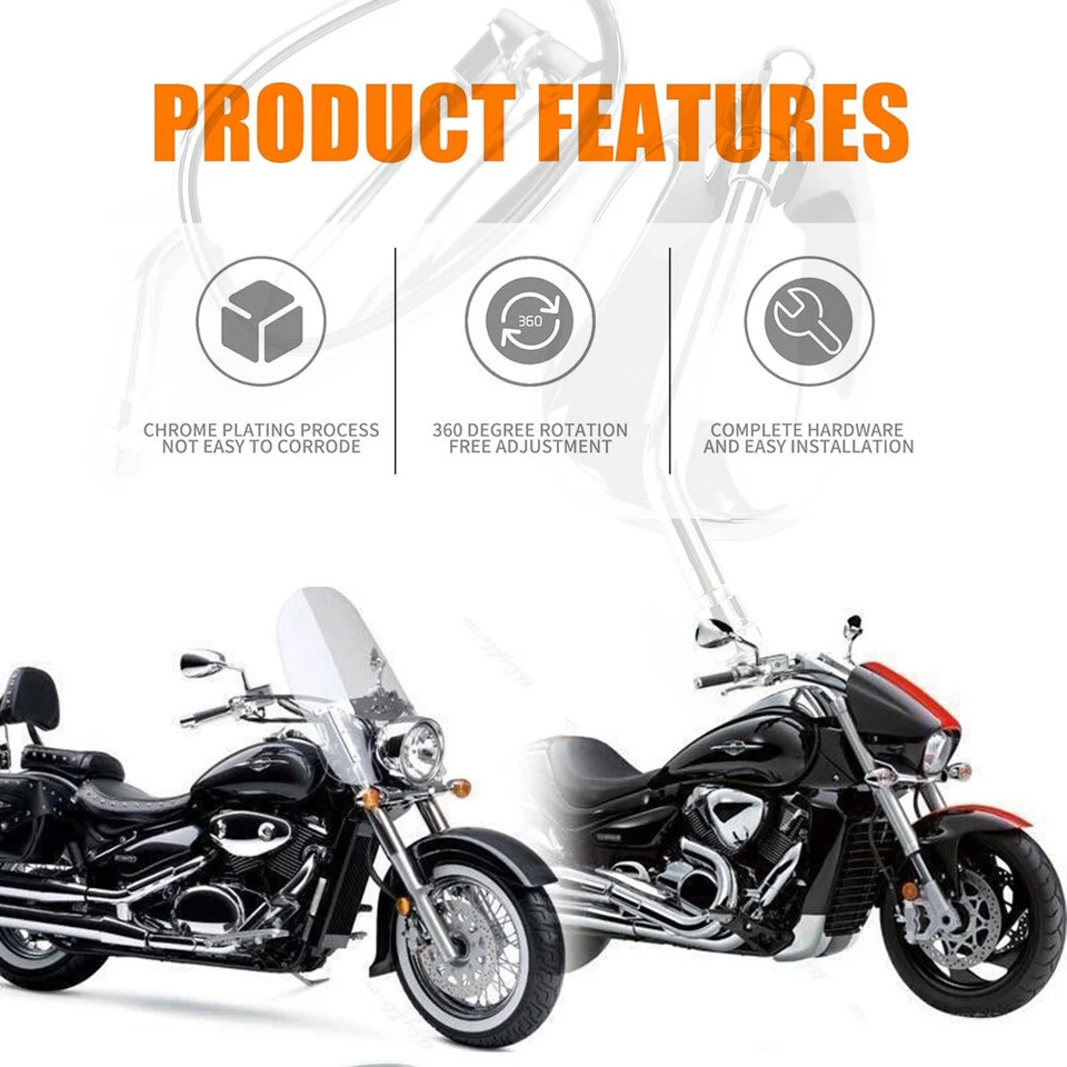 Motorcycle Rear View Mirrors 10mm Chrome For Honda VTX1300C Valkyrie 1500 1800 - Изображение 4 из 4