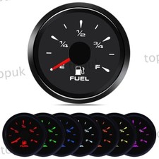 2'' 52mm 12V Car Fuel Level Gauge Meter 7 Colors LED E-1/2-F Pointer Indicator