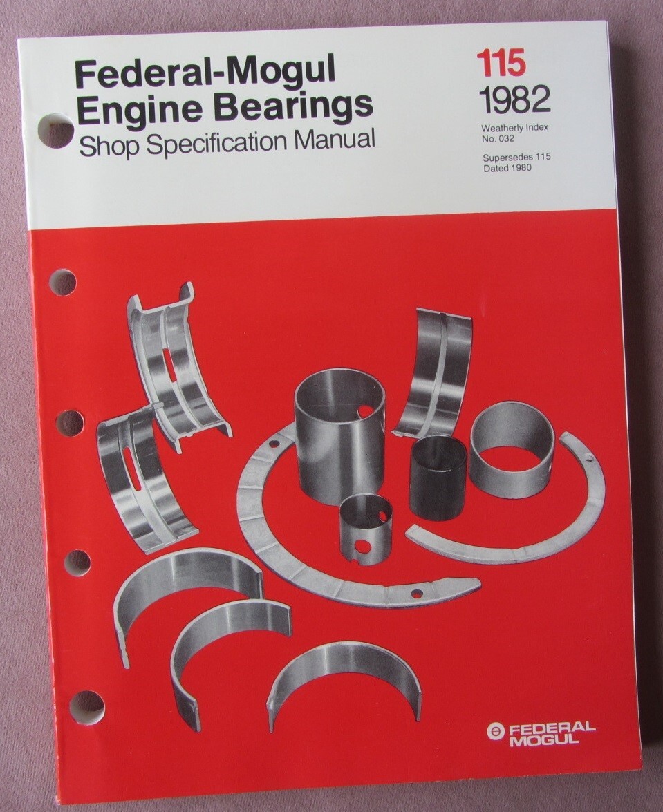 1982 Federal Mogul Engine Bearings Shop Specification Manual w Price