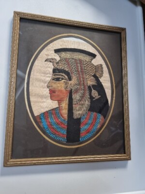  Königin Kleopatra Vintage gerahmter ägyptischer Papyrus handgemalt Kunst