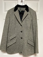 Lauren By Ralph Lauren Women’s Grey & Black Tweed Hunting Jacket, Size 14
