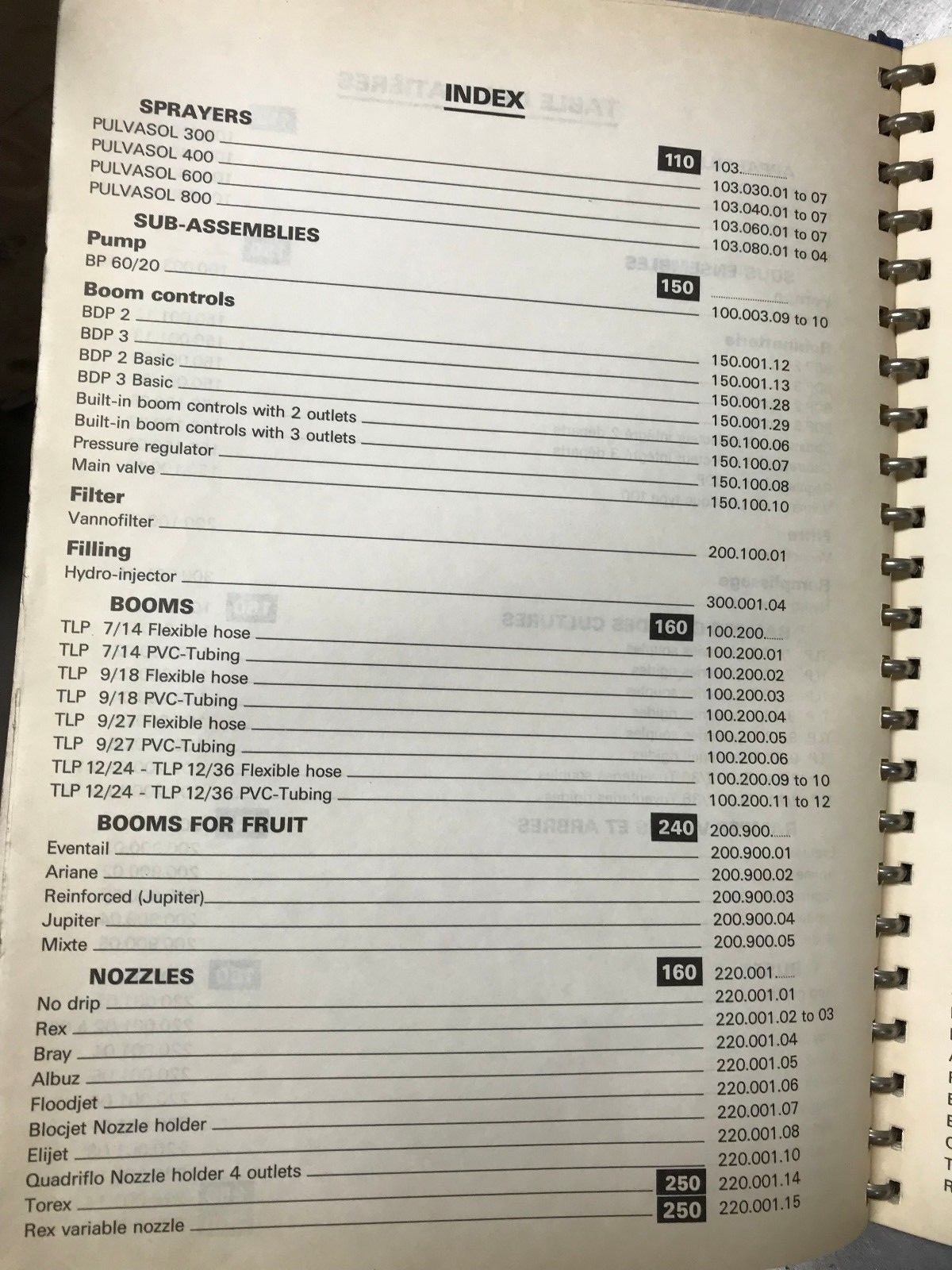 Berthoud Sprayer Parts Catalog Manual Pulvaso Sprayer 300, 400, 600