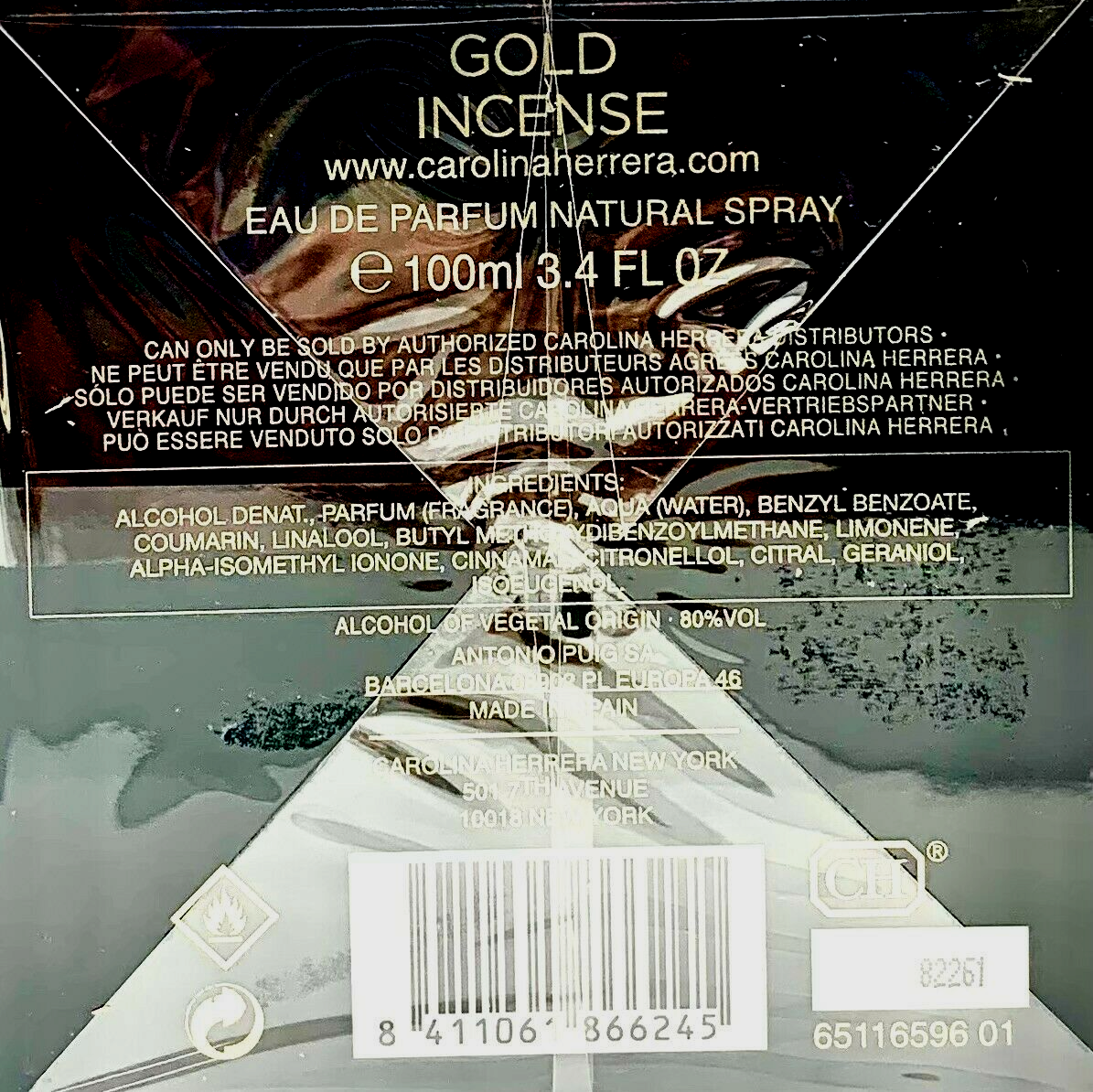 CAROLINA HERRERA GOLD INCENSE EAU DE PARFUM SPRAY UNISEX 3.4 Oz