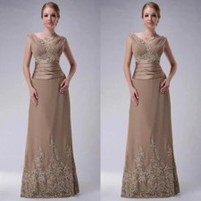 Vintage Brown Mother of The Bride Dresses Tea Length Lace Applique Evening Gowns