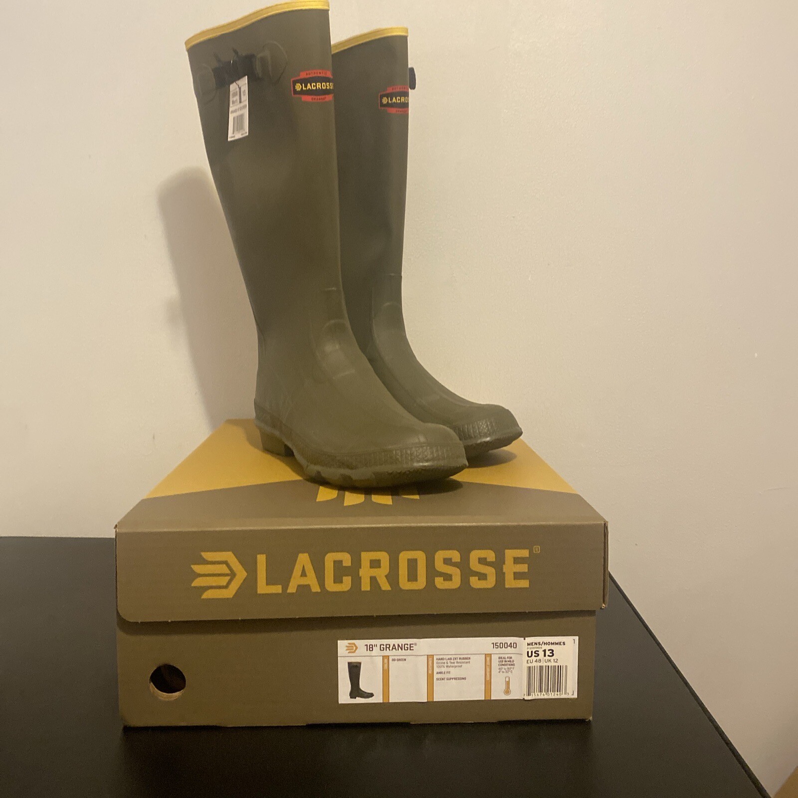 LaCrosse Men’s Grange 18” Green Waterproof Boots Size 13 Military