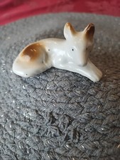 Vintage German Shepherd Dog Figurine Laying Mid Century Japan Glossy Cute