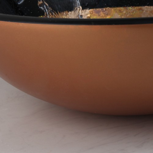 Round Hand Painting Tempered Glass Bathroom Vessel Sink & Waterfall Faucet Combo - Picture 7 of 8
