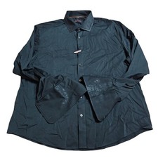 Gollinwe Bamboo Dress Shirt French Cuff Slim Fit LS Button Down 2XL Blue