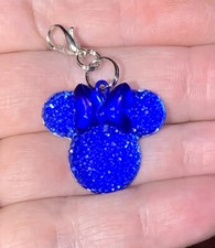 Blue Shiny Minnie Mouse Charm Zipper Pull & Keychain Add On Clip!!