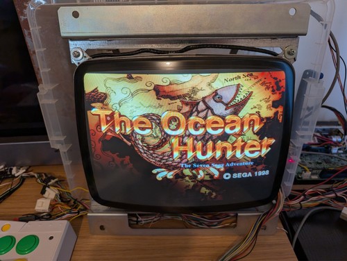 834-13572 THE OCEAN HUNTER SEGA MODEL 3 ROM BOARD WITH SECURITY BOARD