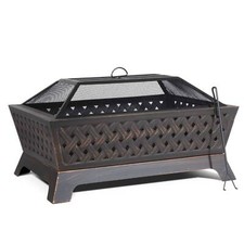 Rectangular Fire Pit, Outdoor Use, 35" - Antique Bronze Effect