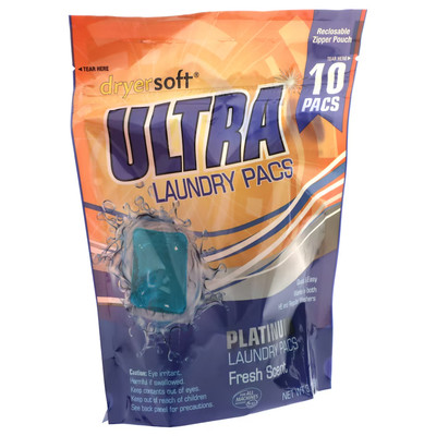 20 Lot Dryer Soft Ultra Fresh Scent Platinum Laundry Pacs, 10-ct. 100 sheets