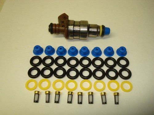 Ford Mustang V8 Fuel Injector Repair Rebuild Kit O-Rings, Spacers, Filters, Caps - Picture 2 of 8