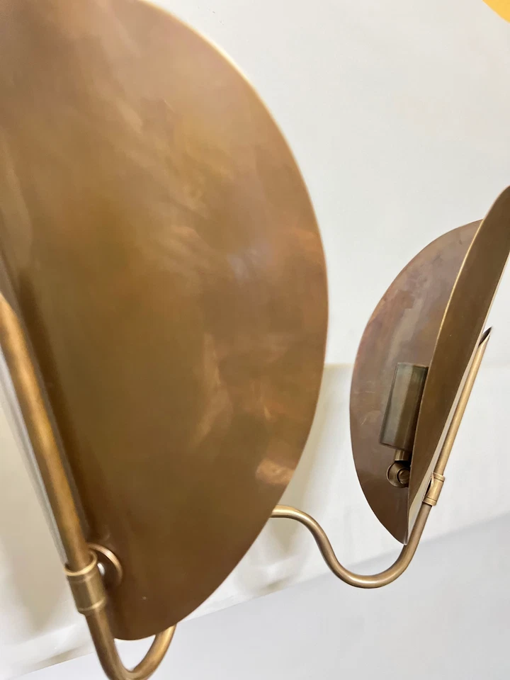 Dual Curved Light Wall Sconce Mid Century Lighting Curved Shades Hand Crafted - Image 4 of 4