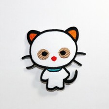 White Cat Cartoon Patch Kitten Pet Animal Artwork Emblem for DIY Iron on Clothes