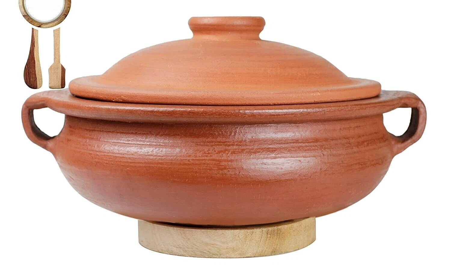 Terracotta Handmade Clay Handi Earthen Pot for Cooking & Serving with Lid 2 Ltr