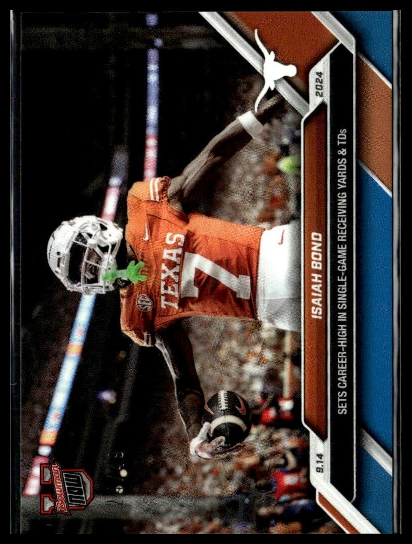 2024 Topps Bowman U Now 13 Isaiah Bond Texas Longhorns Career High Blue 24/49