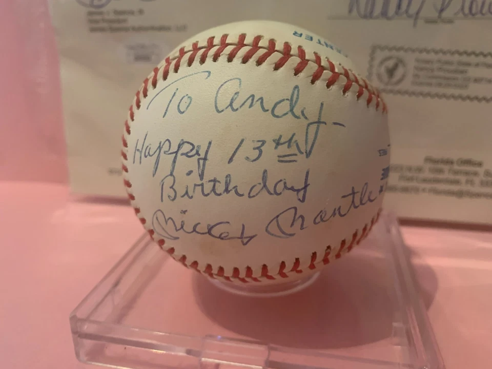 TO ANDY HAPPY 13TH BIRTHDAY - Mickey Mantle Autograph Baseball - JSA - NYYankees - Image 2 of 4
