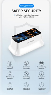 Station Charge Rapide ASOMETECH 8 Ports USB QC3.0 40W - Blanc - Multiprise De Bureau