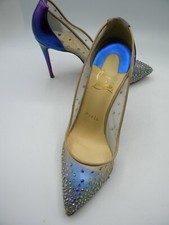 CHRISTIAN LOUBOUTIN Ombre Leather  Mesh Crystal Detail High Heel Pumps Sz 35.5