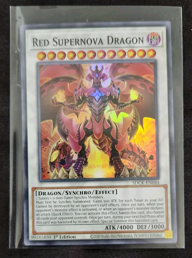 Red Supernova Dragon ERROR HOLO BLEED YU-GI-OH TCG Card SDCK-EN044