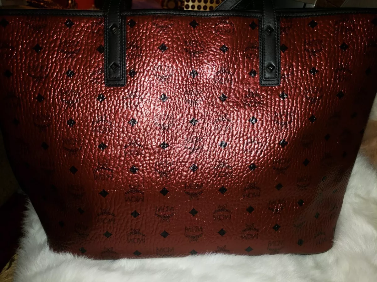 Metallic scooter red sales mcm bag