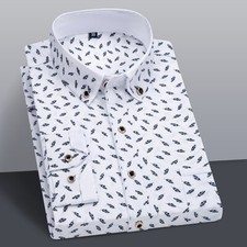 Mens Dress Shirts Long Sleeves Formal Business Slim Non Iron Dot Casual Shirts