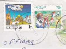 Bingara NSW postmark Australia 1989 on Living Together 1c + Cricket 70c VGC