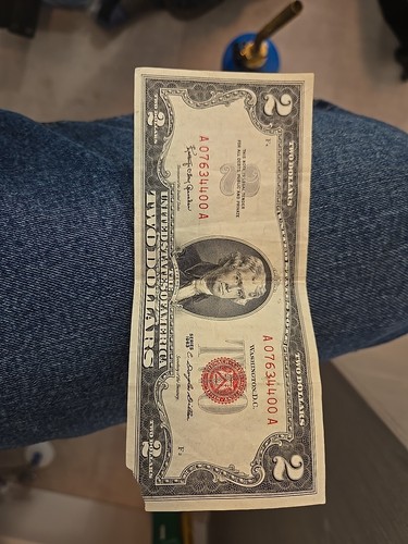 1963 Series $2 Two Dollar Bill Red Seal Federal Reserve Note - 第 1/2 張圖片