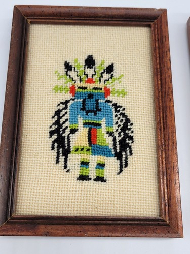 Vintage Nadelspitze Kachina Native American gerahmtes Kunstwerk Lot - Bild 5 von 11