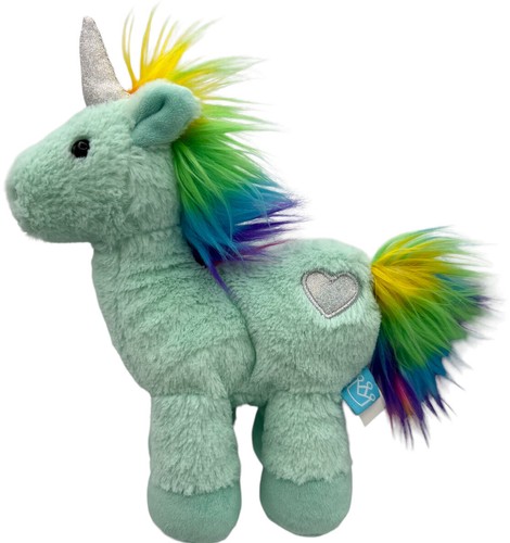 Manhattan Toy Company UNICORN 8” Green Rainbow Silver Heart Soft Stuffed Animal - Picture 3 of 13