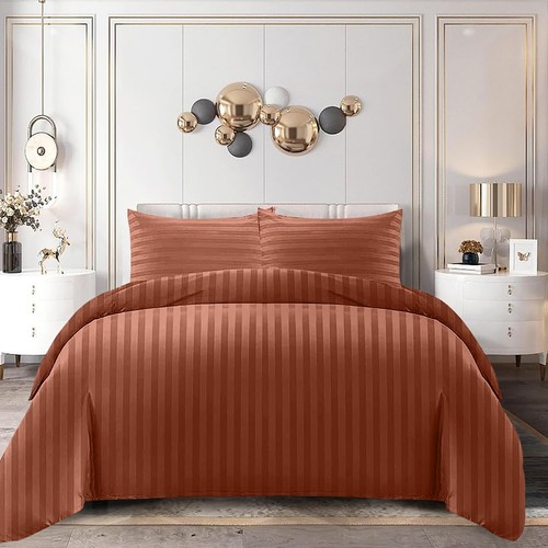 Luxury Duvet Cover Satin Stripe Bedding Set Single Double King Size Quilt Covers - Picture 79 of 120