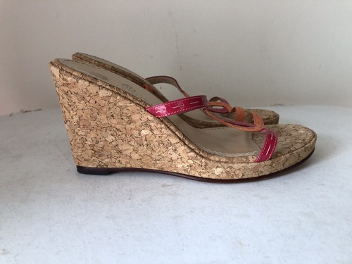 Cole Haan orange-rote Sandalen mit 4"-Keilabsatz – Damen 9,5 B - Bild 4 von 6