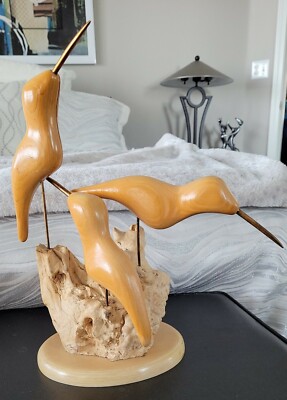 WOODLAND BIRD SCULPTURE Orlando FL Signed William J. Waton 14''x12''x5'' - Vintage