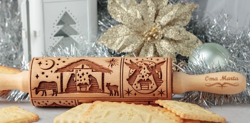 Nativity Embossed rolling pin Springerle cookie Mold Press Clay Pottery Stamps - Picture 7 of 18
