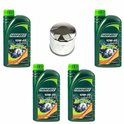Motoröl Set 10W40 4 Liter HF138C Ölfilter für Cagiva Kawasaki KLV Sachs Suzuki