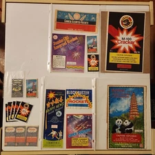 Vintage Lot x19 Fireworks Labels China M-100 Pandas Blockbuster Rockets