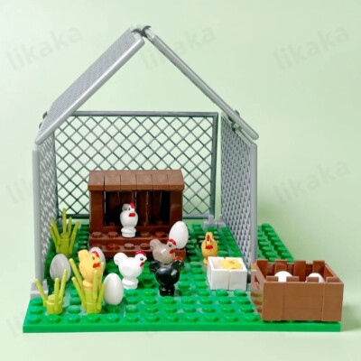 MOC Animals Building Blocks City Farm Chicken Coop Set