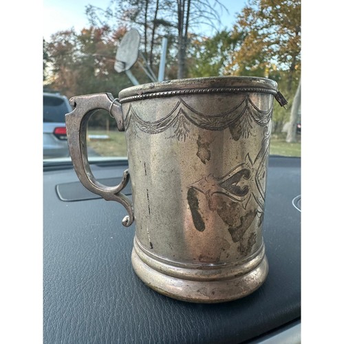 Vintage Antique coin silver ? handled cup children engraved Libbie Name 3x2”mug - 第 4/16 張圖片