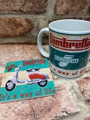 ORIGINAL SIGN Lambretta "It's A Way Of Life" Ceramic Mug & Matching Coaster, New