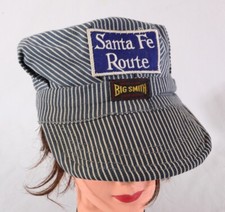 Vintage Big Smith Train Conductor Hat, Santa Fe Route, Amalgamated, Size Small