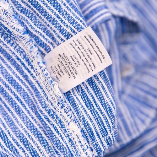 NEW Faherty Linen Mechanic Overall One Piece Jumpsuit Skyway Railroad Stripe L - Picture 4 of 4