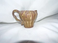 Unique Small Studio Art Pottery Drip Glaze Stoneware Creamer or Gravy Tan Brown