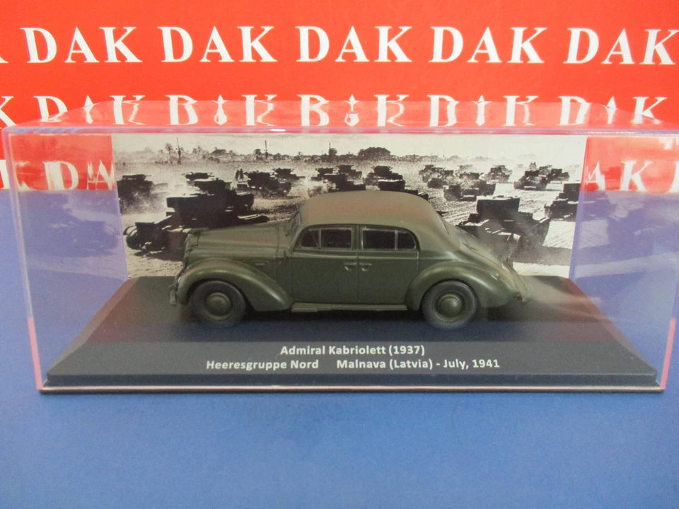 Die cast 1/43 Modellino Auto Opel Admiral Cabrio Heeresgruppe Nord Latvia 1941 - Immagine 4 di 4