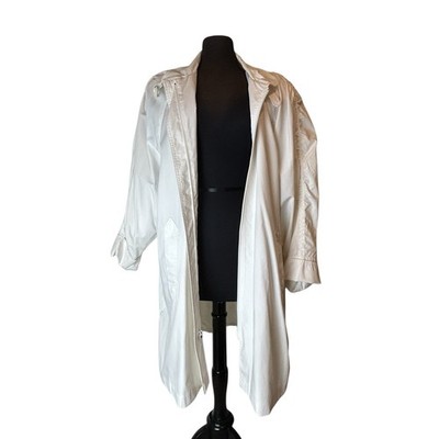 Designer Foxland Oversized Trench Coat Off White Puffy Sleeve Women's Coat XL